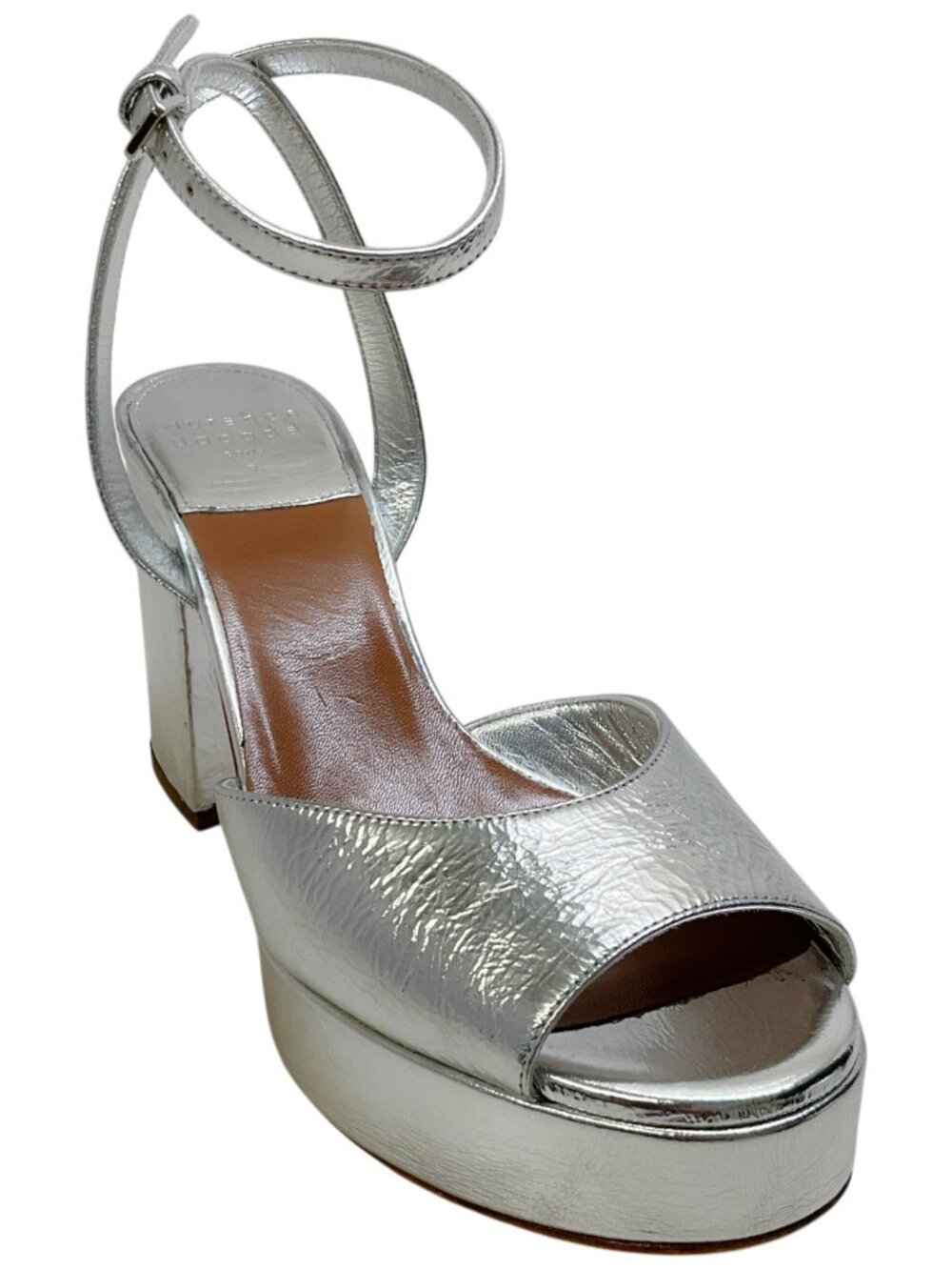 Laurence Dacade Silver Laminated Leather Jenna Platform Sandals